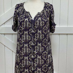 Joie M Purple Butterfly Print Blouse Tunic Dress B
